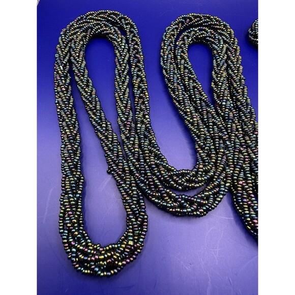 Handcrafted Long Braided Seed Bead Necklace 54" Long Can Be Doubled - Picture 3 of 5